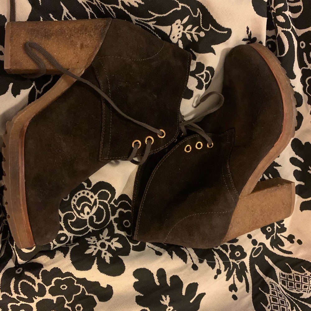 Preowned Brown Suede Prada booties Size 35.5